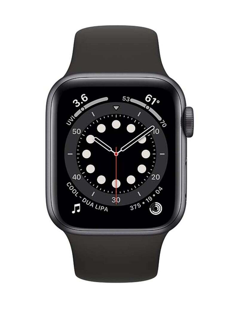 Apple - Renewed - Watch Series 6-44 mm GPS Space Gray Aluminium Case with Black Sport Band - Image 1