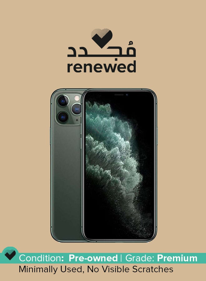 ابل  مُجدد - هاتف آيفون 11 برو ماكس بتطبيق فيس تايم وذاكرة داخلية سعة 256 جيجابايت يدعم تقنية 4G LTE، لون أخضر ميدنايت، مواصفات سعودية - Image 1