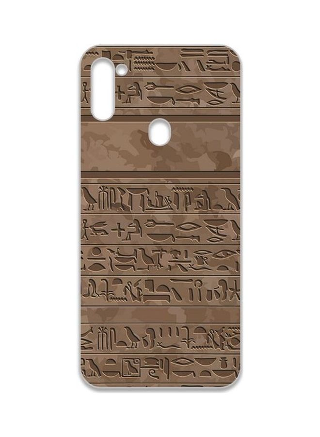 أوزو غطاء حماية خلفي بتصميم رموز هيروغليفية طراز SE168HCB لهاتف سامسونج جالاكسي M11 بني - Image 2