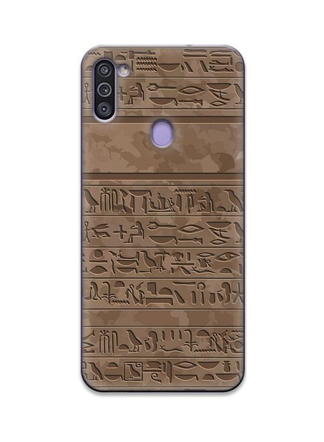 أوزو غطاء حماية خلفي بتصميم رموز هيروغليفية طراز SE168HCB لهاتف سامسونج جالاكسي M11 بني - Image 3