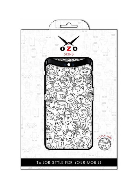 Emoji Hand Drawing Transparent Skin For Apple Iphone 7 Plus (Not For Black Phone) Clear/Black