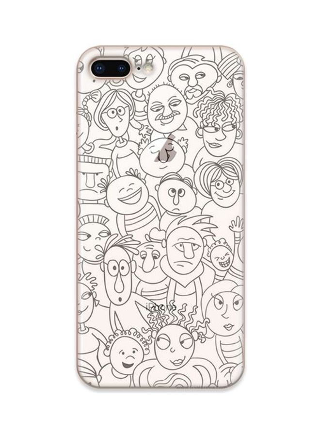 OZO - Emoji Hand Drawing Transparent Skin For Apple Iphone 7 Plus (Not For Black Phone) Clear/Black - Image 1
