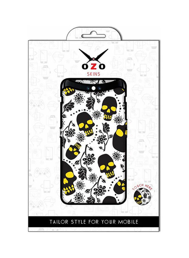 OZO Sugar Skull Flowers Transparent Skin For Samsung Galaxy A20S (Not For Black Phone) Clear/Black/Yellow - Image 1