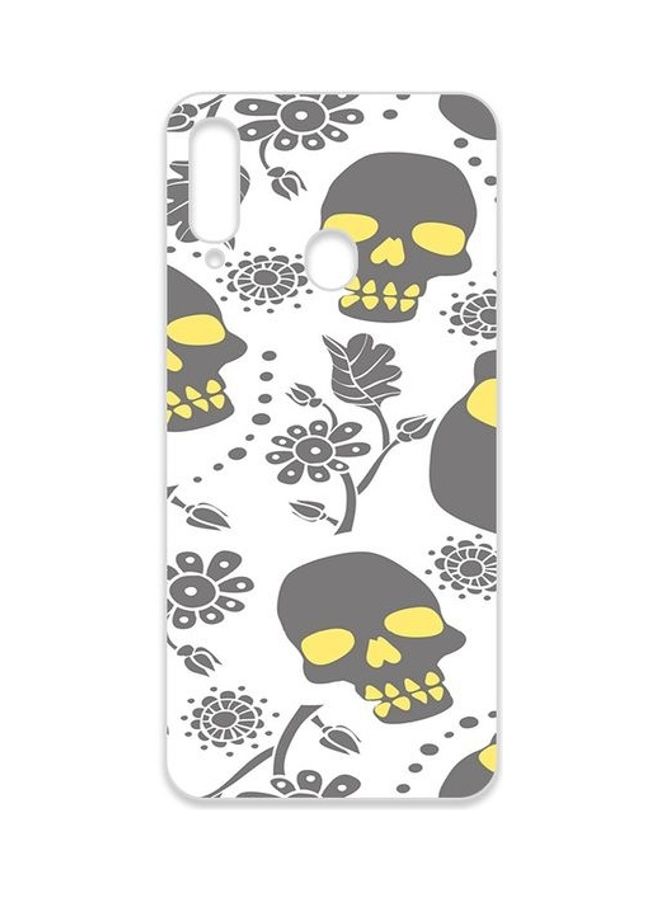 OZO Sugar Skull Flowers Transparent Skin For Samsung Galaxy A20S (Not For Black Phone) Clear/Black/Yellow - Image 2