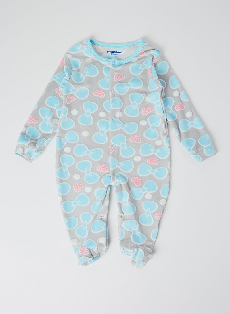 Moms Love Bow Heart Print Nightdress Aqua - Image 1