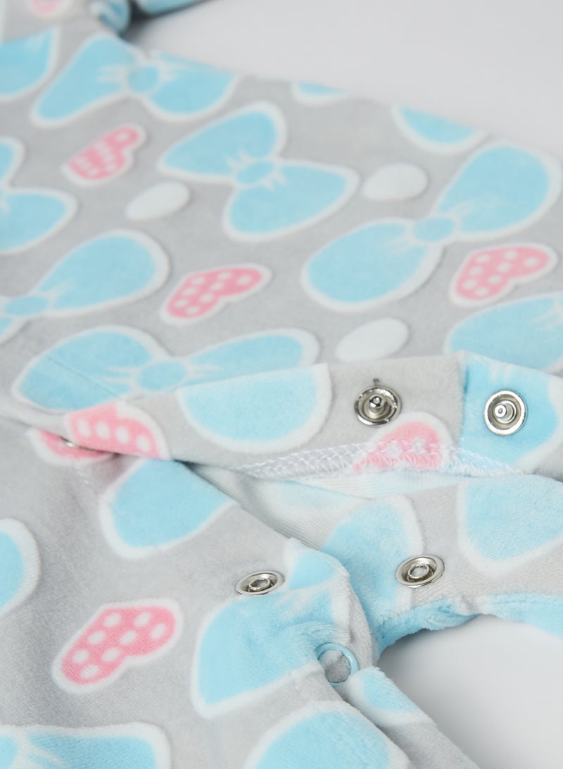 Moms Love Bow Heart Print Nightdress Aqua - Image 3