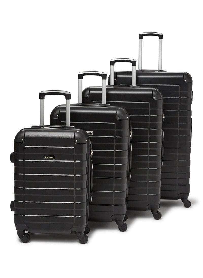 NEW TRAVEL - 4 Piece Hardside Luggage Trolley Set Black - Image 1