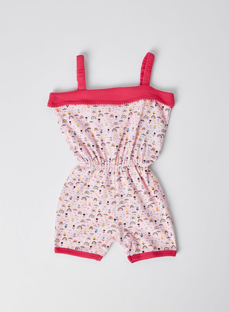 Moms Love - Girls Printed Playsuit Pink - Image 1