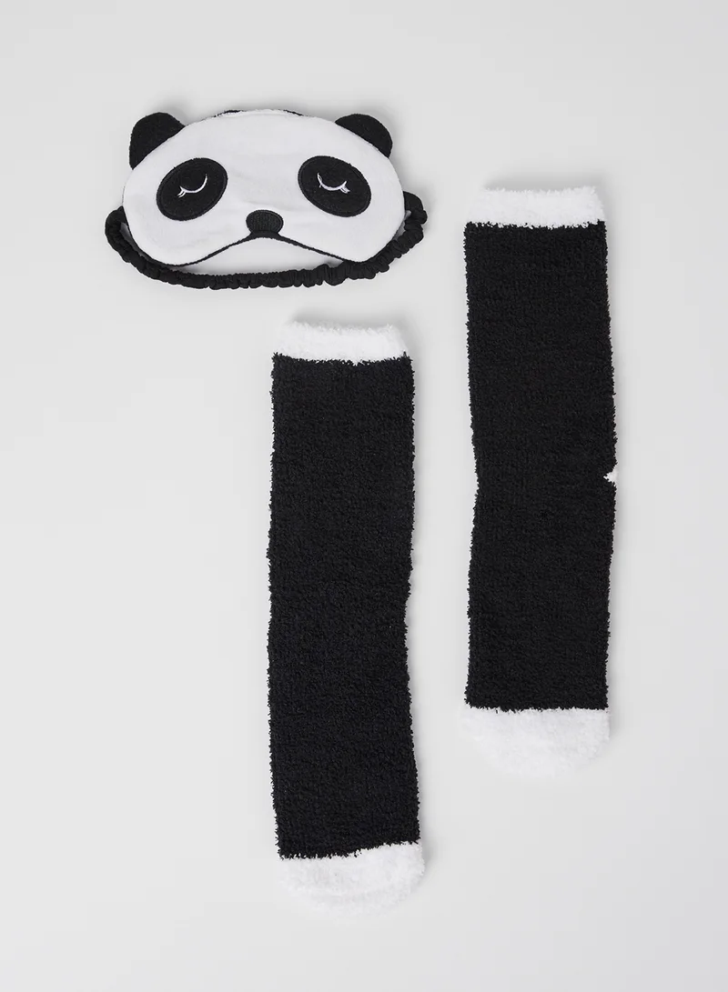 BRAVE SOUL Panda Novelty Fluffy Mid Calf Socks