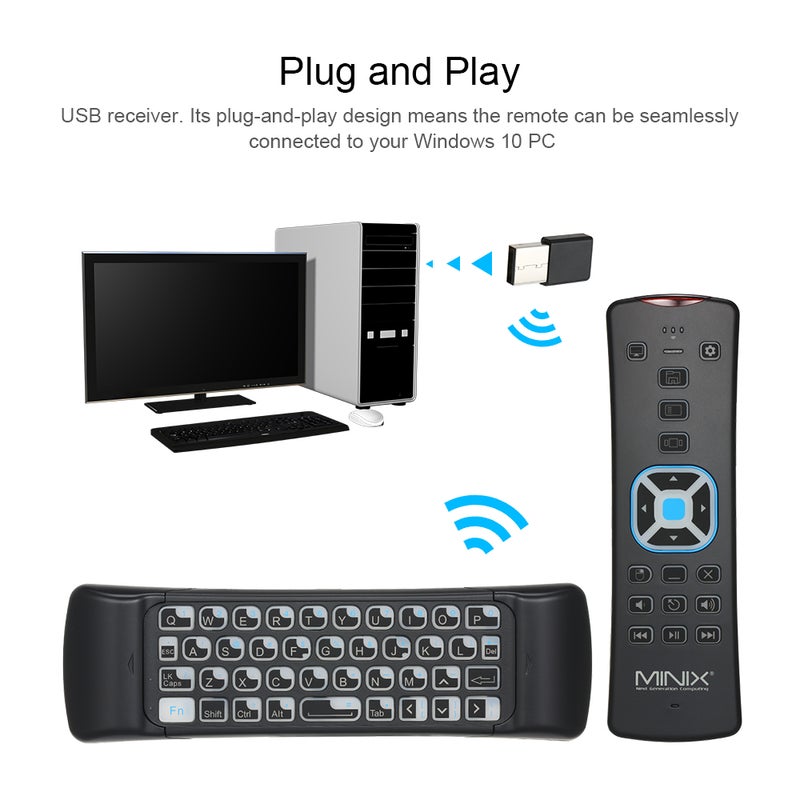 MINIX NEO W2 2-in-1 Remote Control For Windows 10 MINI Wireless Keyboard Black