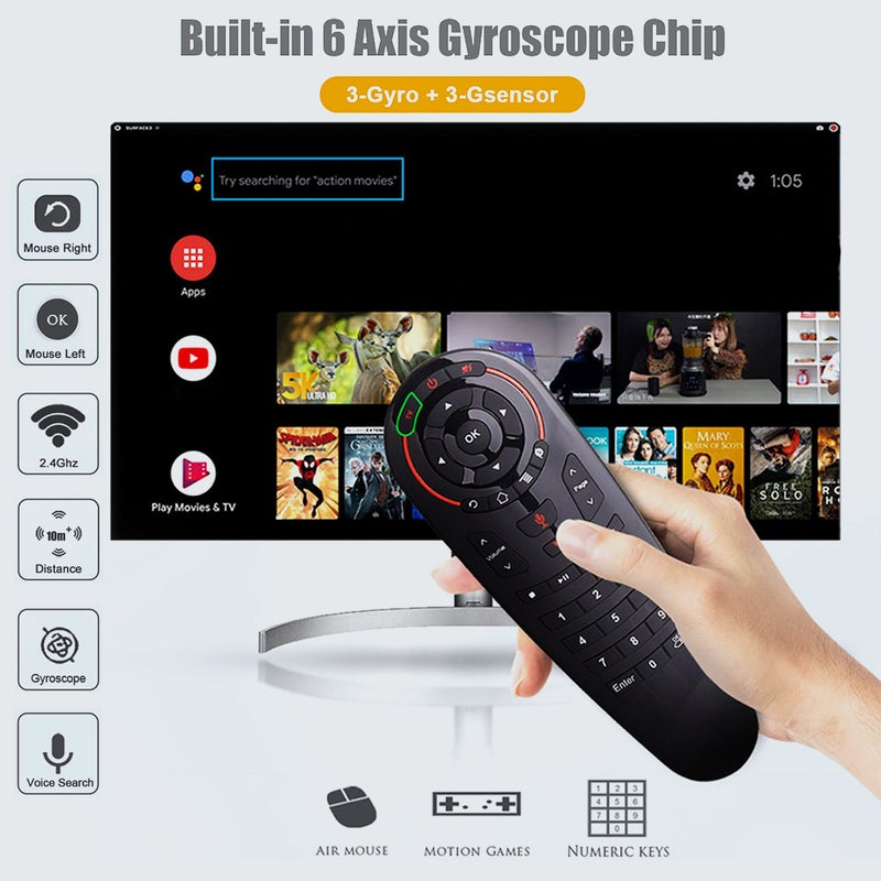 Generic - Remote Control Wireless Voice Air Mouse Gyro Sensing Black - Image 1