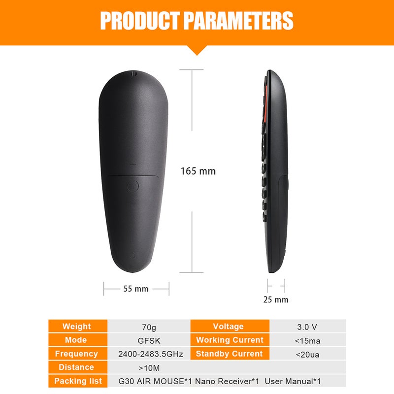 Generic - Remote Control Wireless Voice Air Mouse Gyro Sensing Black - Image 1