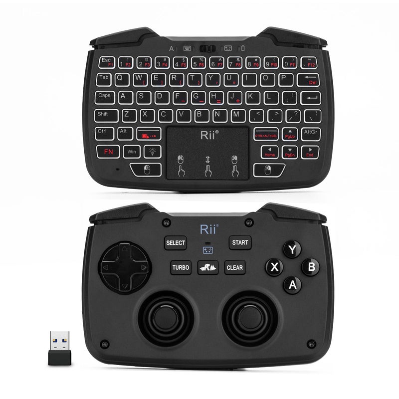 RII - Rii RK707 Wireless Game Controller Keyboard Mouse Combo With Touchpad Black - Image 1