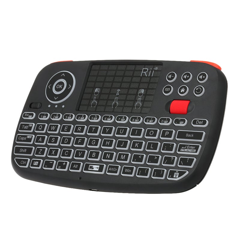 RII - Rii i4 Mini Wireless Keyboard Bluetooth & Dual Modes Handheld Fingerboard Black - Image 1