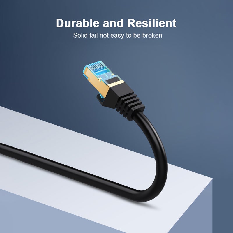 فينشن كابل شبكة إيثرنت جيجابت مزدوج الحماية Cat 7 للأعمال المنزلية أسود - Image 5