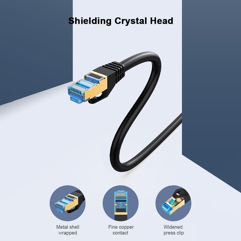 فينشن كابل توصيل شبكة جيجابت إيثرنت مزدوج التدريع كات 7 SSTP بطول 3 أمتار أسود - Image 3