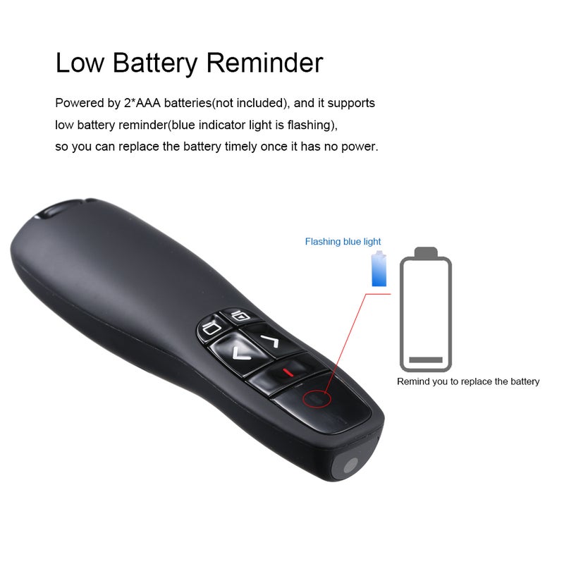 Generic - 2.4G Wireless PPT Powerpoint Clicker With USB Receiver Remote Control Flip Pen Black - Image 1