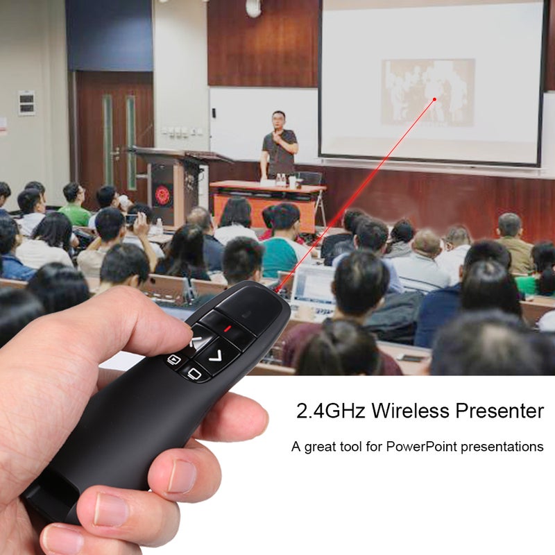 Generic - 2.4G Wireless PPT Powerpoint Clicker With USB Receiver Remote Control Flip Pen Black - Image 1