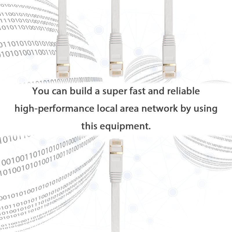 ماركة غير محددة - كابل موصل RJ45 لشبكة LAN إيثرنت مسطحة لشبكة إيثرنت Cat 7 أبيض - Image 1