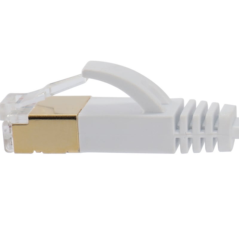 ماركة غير محددة - كابل موصل RJ45 لشبكة LAN إيثرنت مسطحة لشبكة إيثرنت Cat 7 أبيض - Image 1