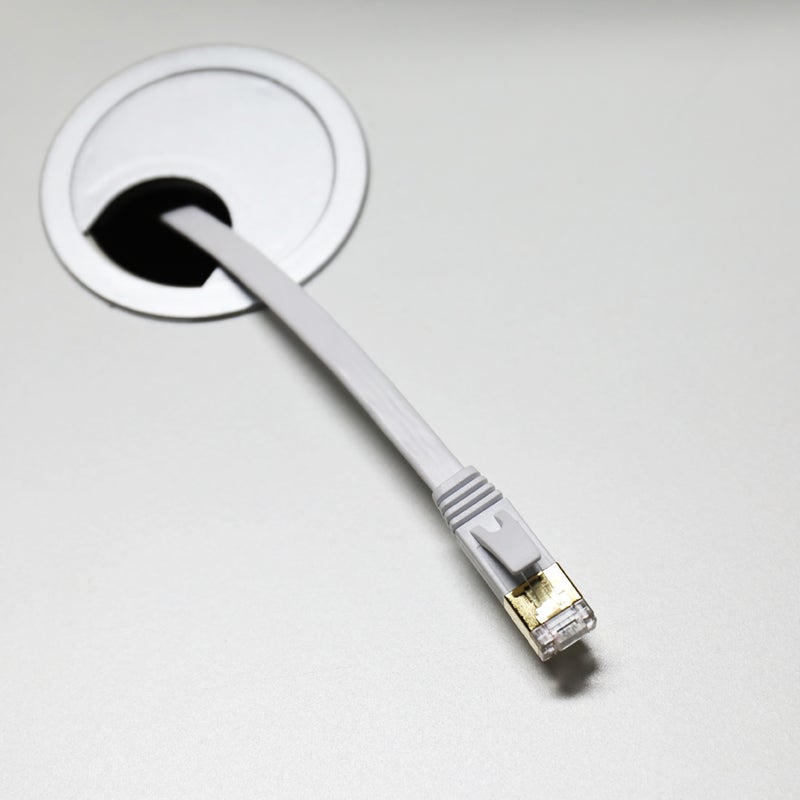 ماركة غير محددة - كابل موصل RJ45 لشبكة LAN إيثرنت مسطحة لشبكة إيثرنت Cat 7 أبيض - Image 1