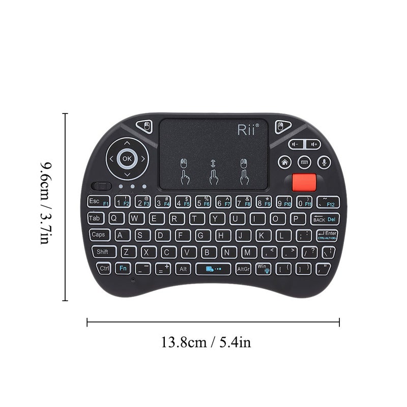RII - Rii X8 Plus Backlit Wireless Keyboard Touchpad Mouse Remote Control For Android TV BOX Smart TV PC Black - Image 1