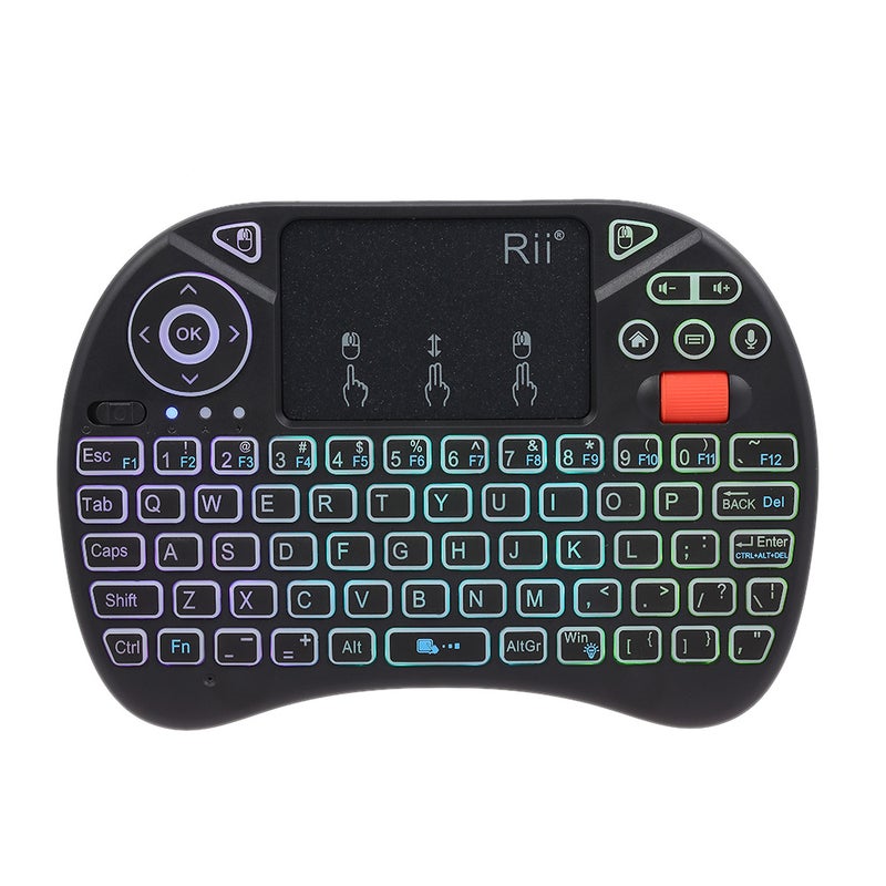 RII - Rii X8 Plus Backlit Wireless Keyboard Touchpad Mouse Remote Control For Android TV BOX Smart TV PC Black - Image 1