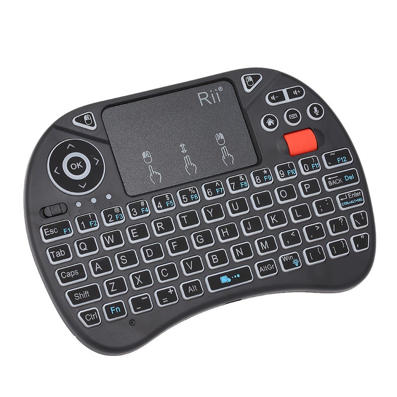 RII - Rii X8 Plus Backlit Wireless Keyboard Touchpad Mouse Remote Control For Android TV BOX Smart TV PC Black - Image 1