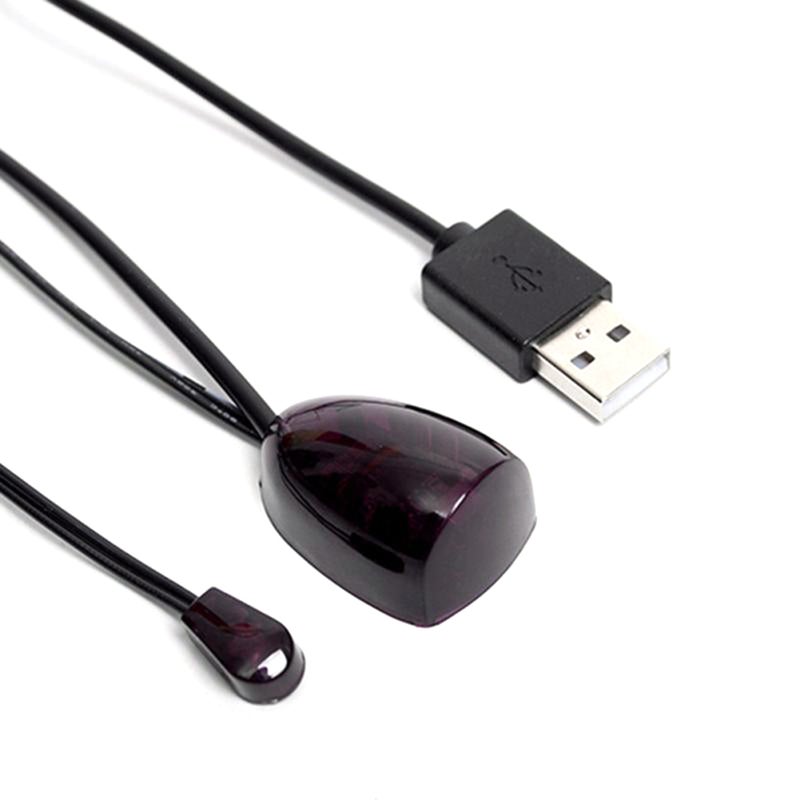 محول بمنفذ USB للتحكم عن بعد بالأشعة تحت الحمراء مع أداة تمديد وجهاز إرسال واستقبال أسود