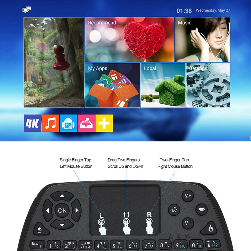 Russian Version Wireless Keyboard Touchpad Mouse Remote Control For Android TV BOX Smart TV PC Notebook Black