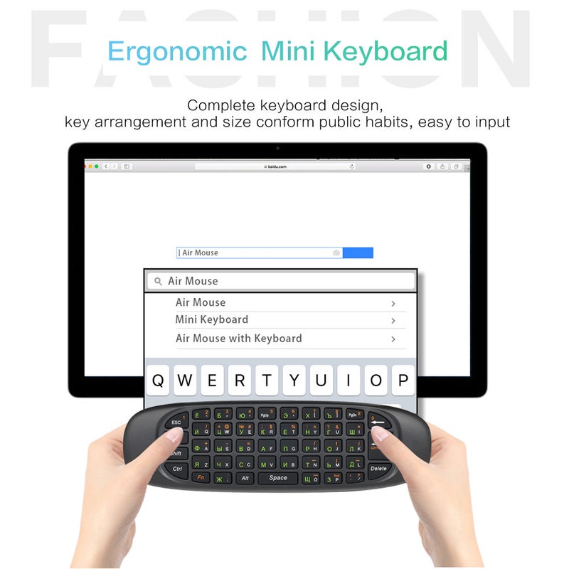 Russian English Air Mouse Wireless Keyboard Remote Control For Smart TV Android TV BOX PC Black