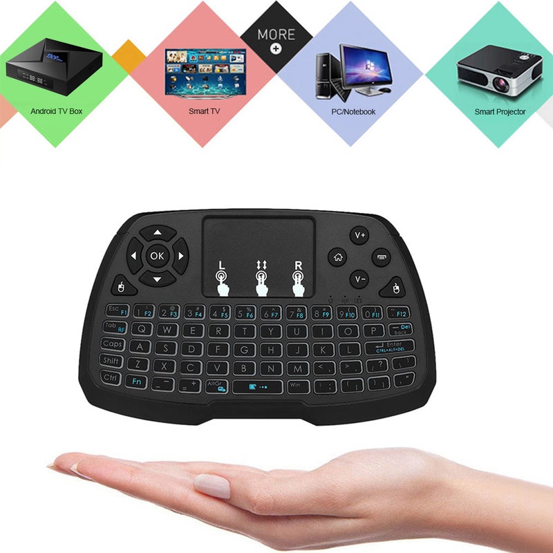 2.4GHz Wireless Keyboard Touchpad Mouse Handheld Remote Control for Android TV BOX Smart TV PC Notebook Black