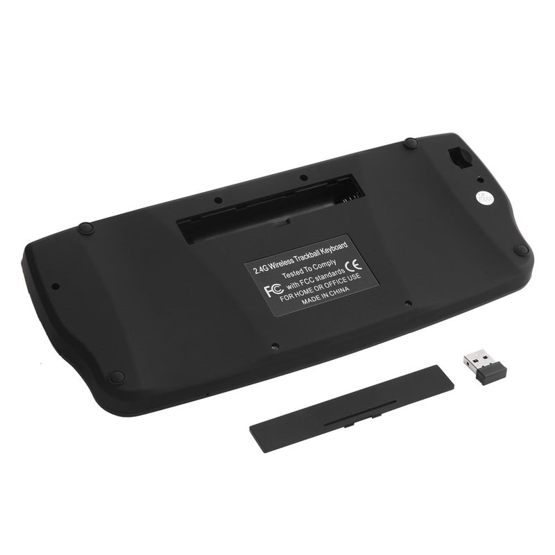 Generic - E30 Wireless Keyboard With Trackball Mouse Scroll Wheel Remote Control For Android TV BOX Smart TV PC Notebook Black - Image 1