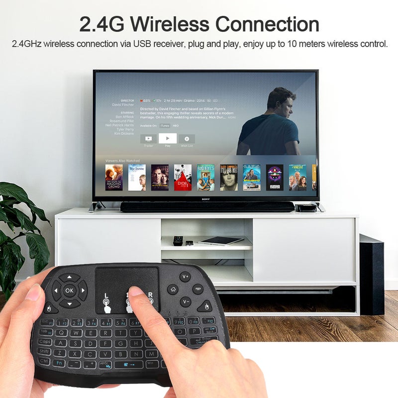 2.4GHz Wireless Keyboard Touchpad Mouse Handheld Remote Control for Android TV BOX Smart TV PC Notebook Black
