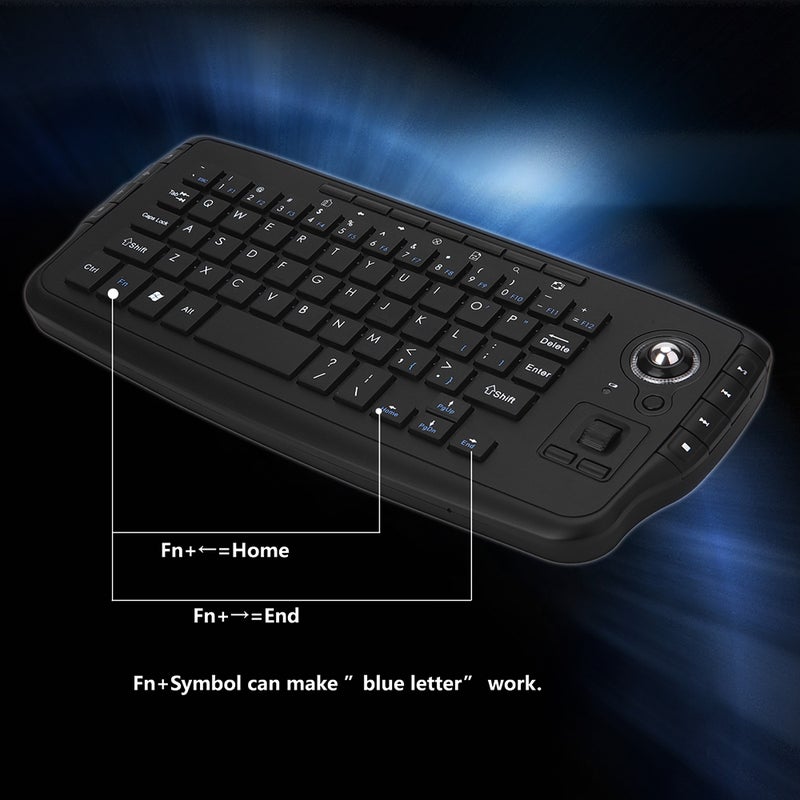 Generic - E30 Wireless Keyboard With Trackball Mouse Scroll Wheel Remote Control For Android TV BOX Smart TV PC Notebook Black - Image 1
