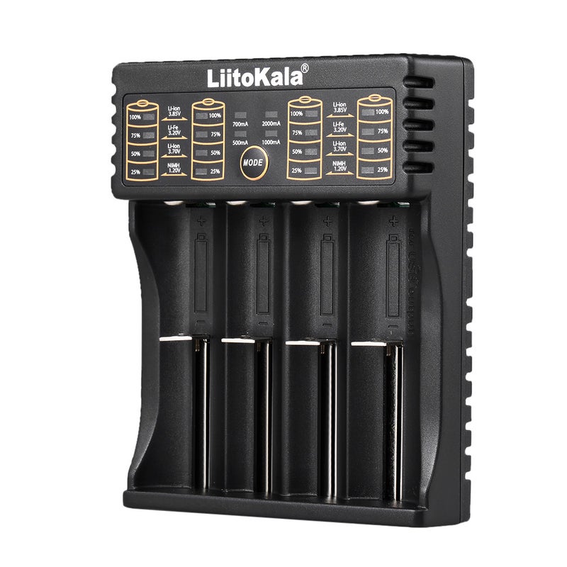 Lii 402 Smart Battery Charger For 18490/18350/17670/17500/16340/14500/10440 Black