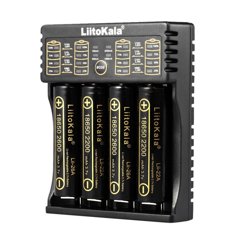 Lii 402 Smart Battery Charger For 18490/18350/17670/17500/16340/14500/10440 Black