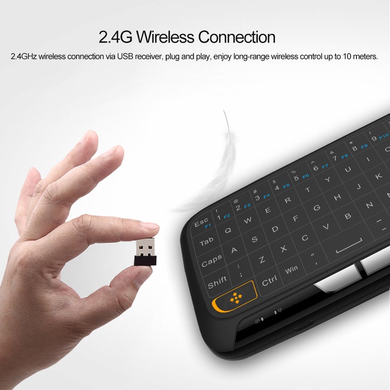 H18 Wireless Full Touchpad Remote Control Keyboard Mouse Mode With Large Touch Pad Vibration Feedback Black  - Image 4