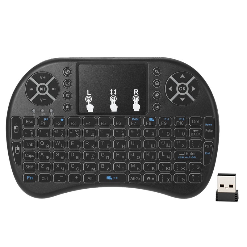 Generic - Russian Wireless Keyboard Touchpad Mouse Remote Control For Android TV BOX PC Notebook Black - Image 1