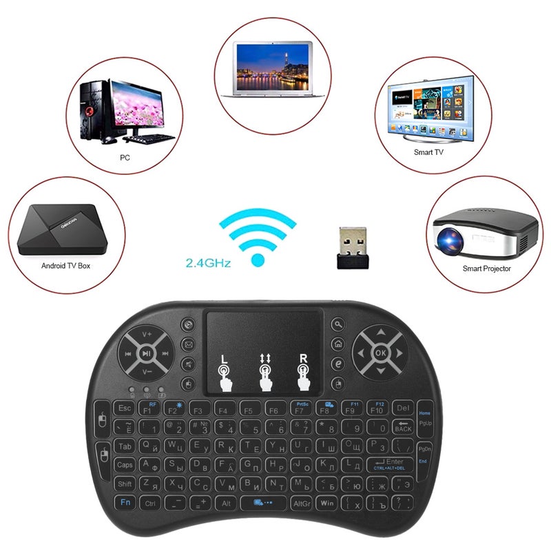 Generic - Russian Wireless Keyboard Touchpad Mouse Remote Control For Android TV BOX PC Notebook Black - Image 1