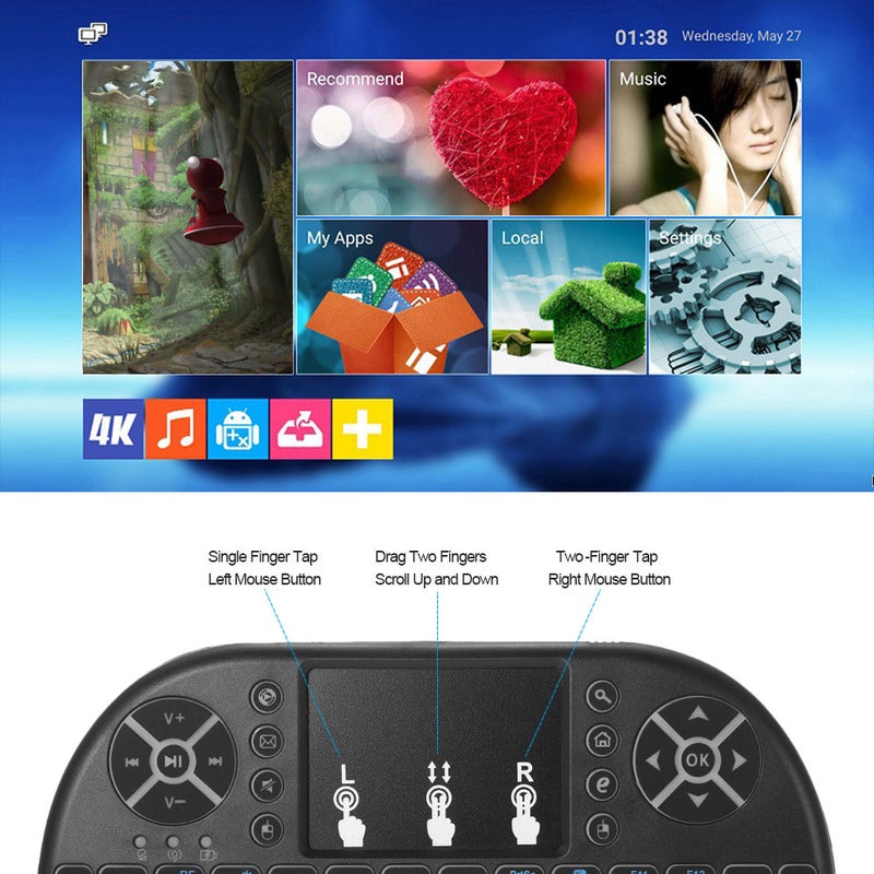 Generic - Russian Wireless Keyboard Touchpad Mouse Remote Control For Android TV BOX PC Notebook Black - Image 1