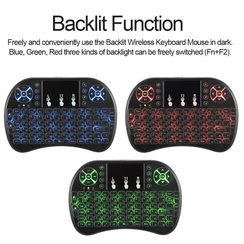 Generic - Russian Wireless Keyboard Touchpad Mouse Remote Control For Android TV BOX PC Notebook Black - Image 1