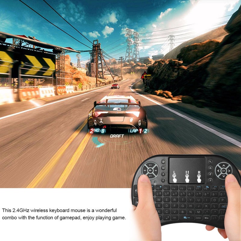 Generic - LED Backlight Wireless Keyboard With Touchpad Mouse Remote Control For Android TV BOX HTPC PC Black - Image 1