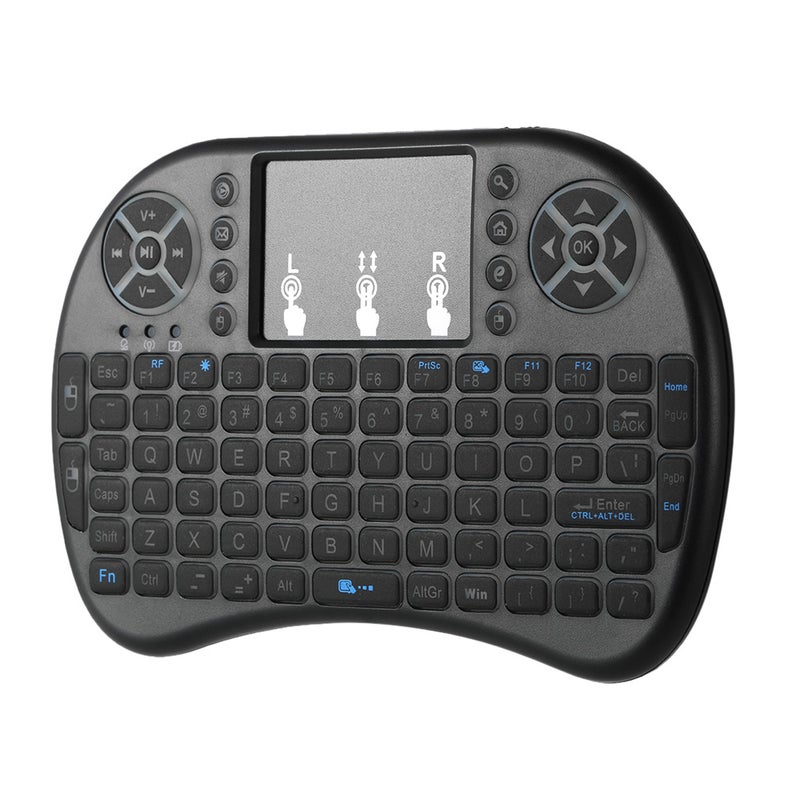 Generic - LED Backlight Wireless Keyboard With Touchpad Mouse Remote Control For Android TV BOX HTPC PC Black - Image 1