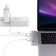 dodocool 7-In-1 Multiport Hub With Dual USB C Connectors 4K Video HD Output Port SD/TF Card Reader Grey  - Image 4