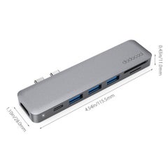 dodocool 7-In-1 Multiport Hub With Dual USB C Connectors 4K Video HD Output Port SD/TF Card Reader Grey  - Image 5