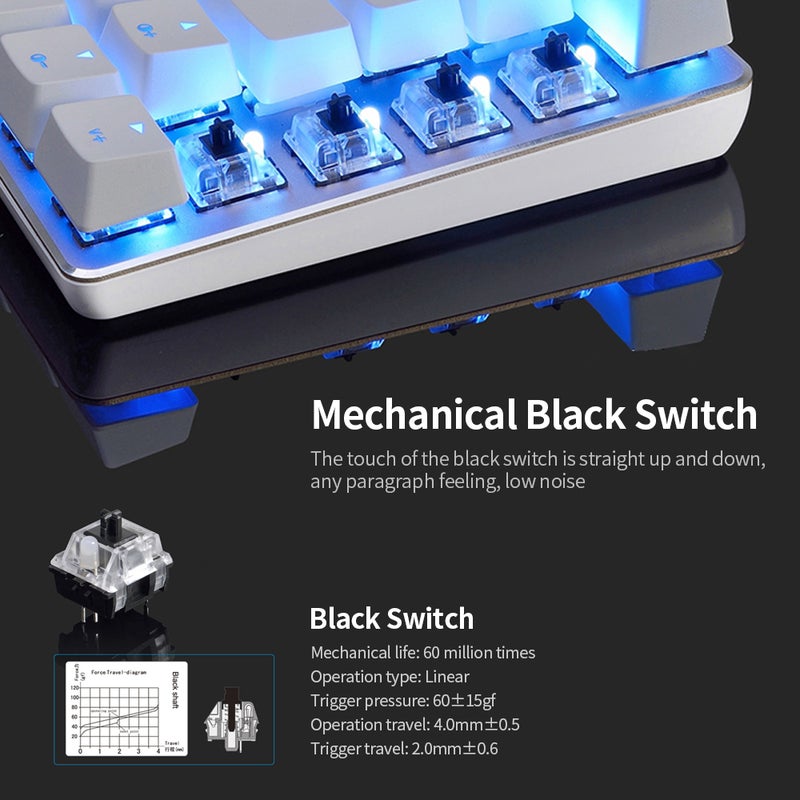 Ajazz AK33 82 Keys USB Wired Monochromatic Backlight Gaming Keyboard  - Image 3