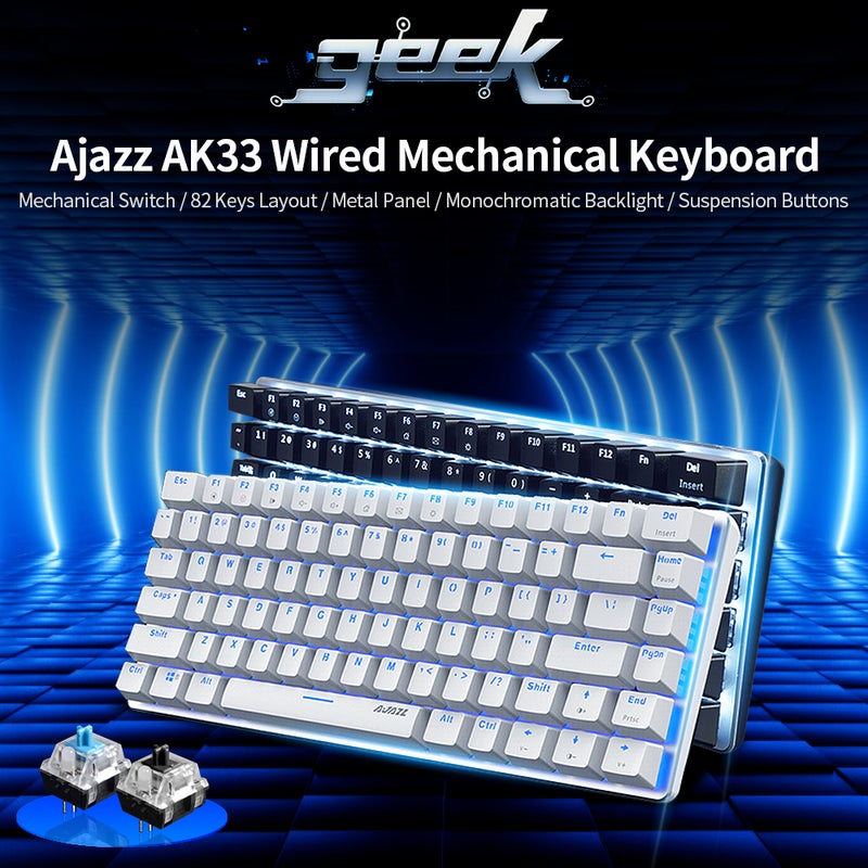 Ajazz AK33 82 Keys USB Wired Monochromatic Backlight Gaming Keyboard  - Image 2
