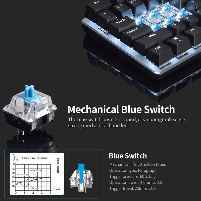Ajazz AK33 82 Keys USB Wired Monochromatic Backlight Gaming Keyboard  - Image 5