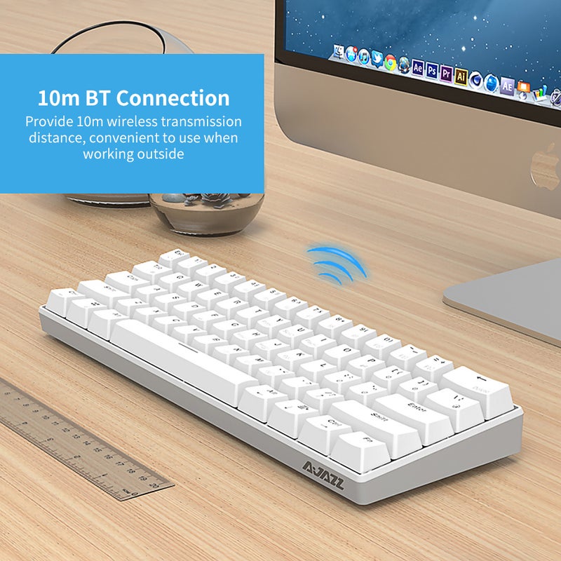 Ajazz i610T 61 Keys USB Wired BT3.0 Dual Mode Gaming Keyboard Monochrome Backlight  - Image 3